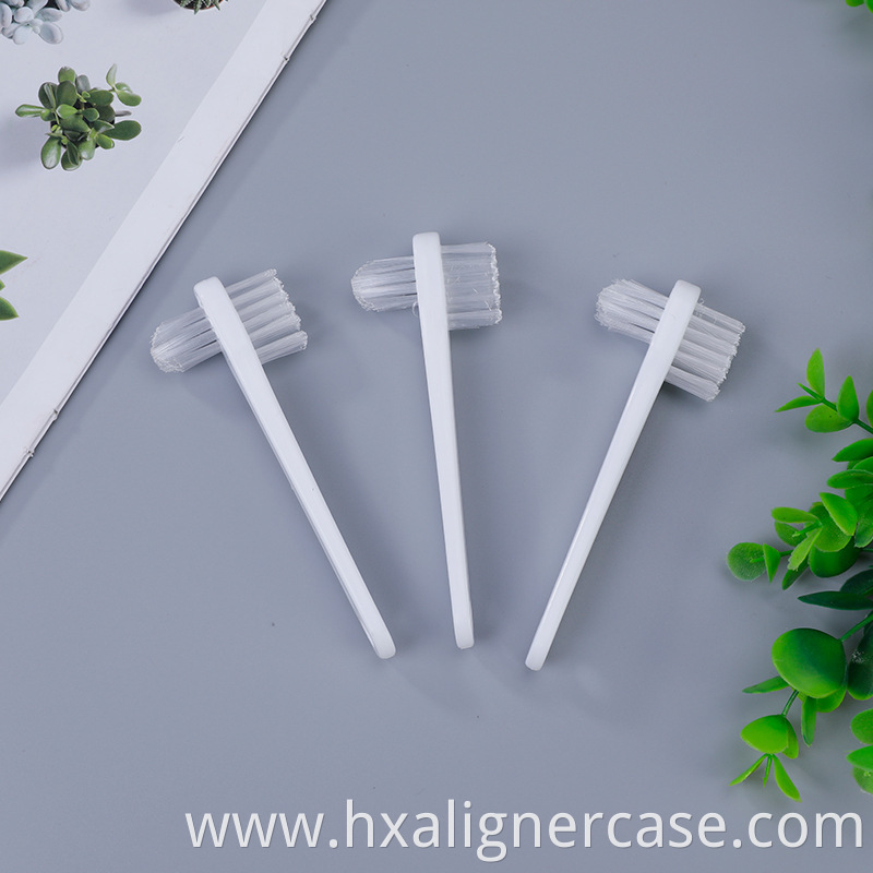 Small Short Handle double-end hard nylon bristle Dental denture brush